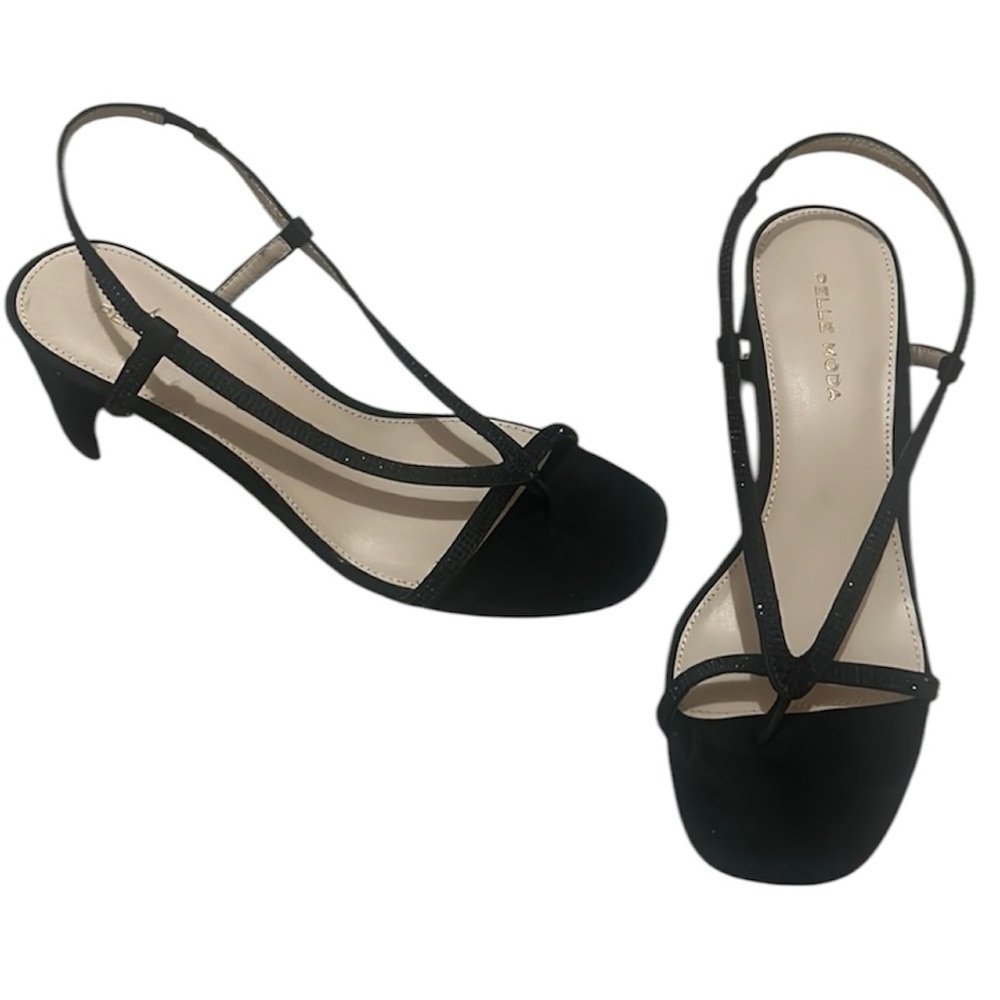 Pelle Moda Black Strappy Slingback Heels